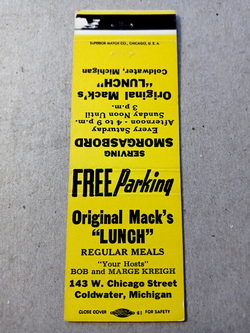 Macks Lunch - Matchbook